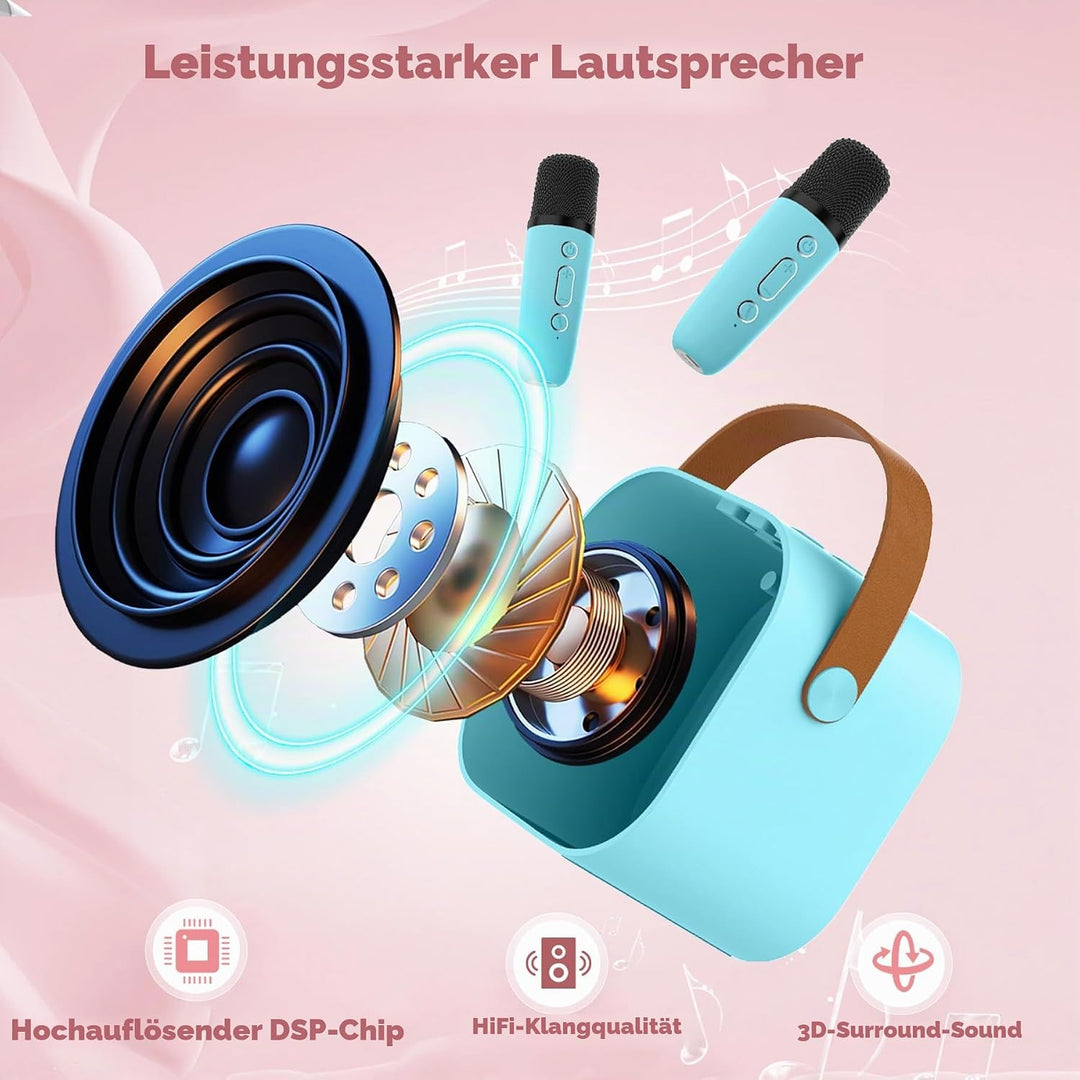Karaoke-Maschine für Kinder Erwachsene, tragbare Kinder Karaoke-Lautsprecher mit drahtlosem Mikrofon
