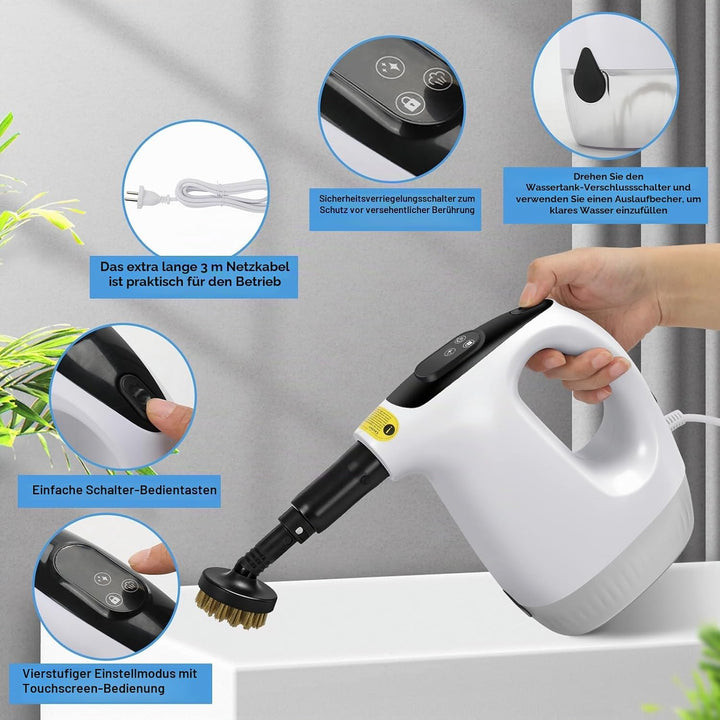 Dampfreiniger 1200W Dampfreiniger Handgerät, Mehrzweck Steam Cleaner Chemikalienfreier Handdampfrein