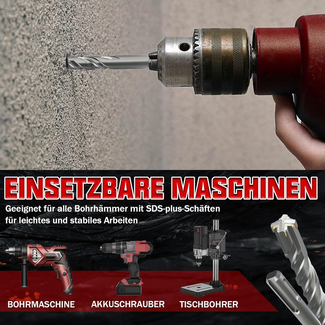 CSOOM SDS Plus Bohrer in den Grössen 5,5,6,6,6,8,8,8,10,12(160mm),Professionell Betonbohrer，Ideal zu