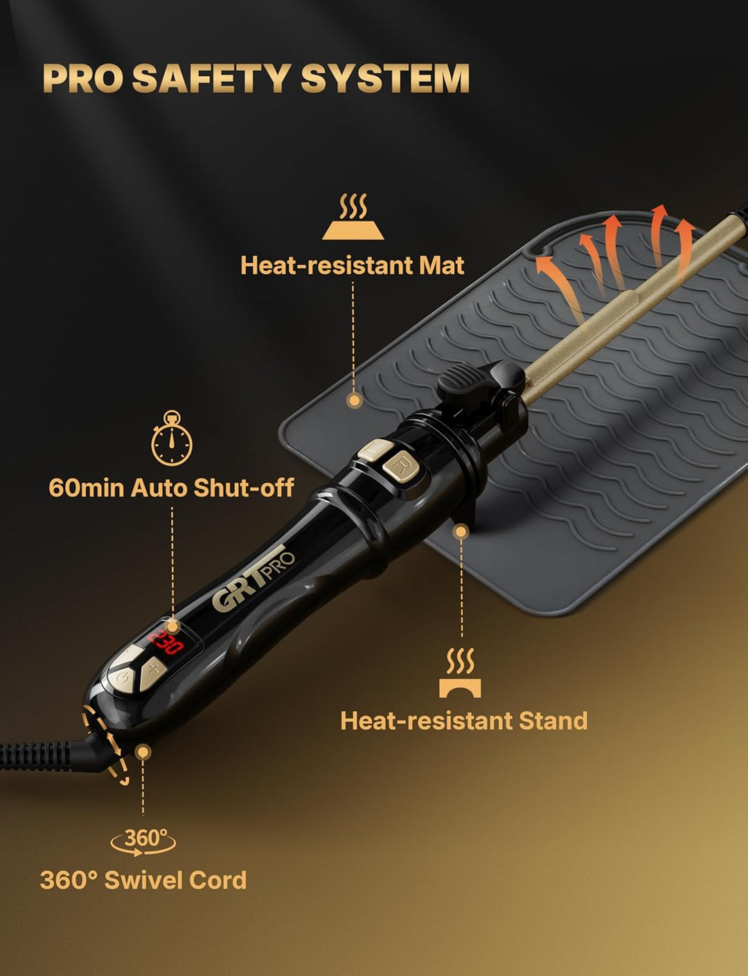 Automatischer Lockenstab mit Rotation 9mm - Profi Lockenstab Kleine Locken mit 14 Heizstufen (100-23