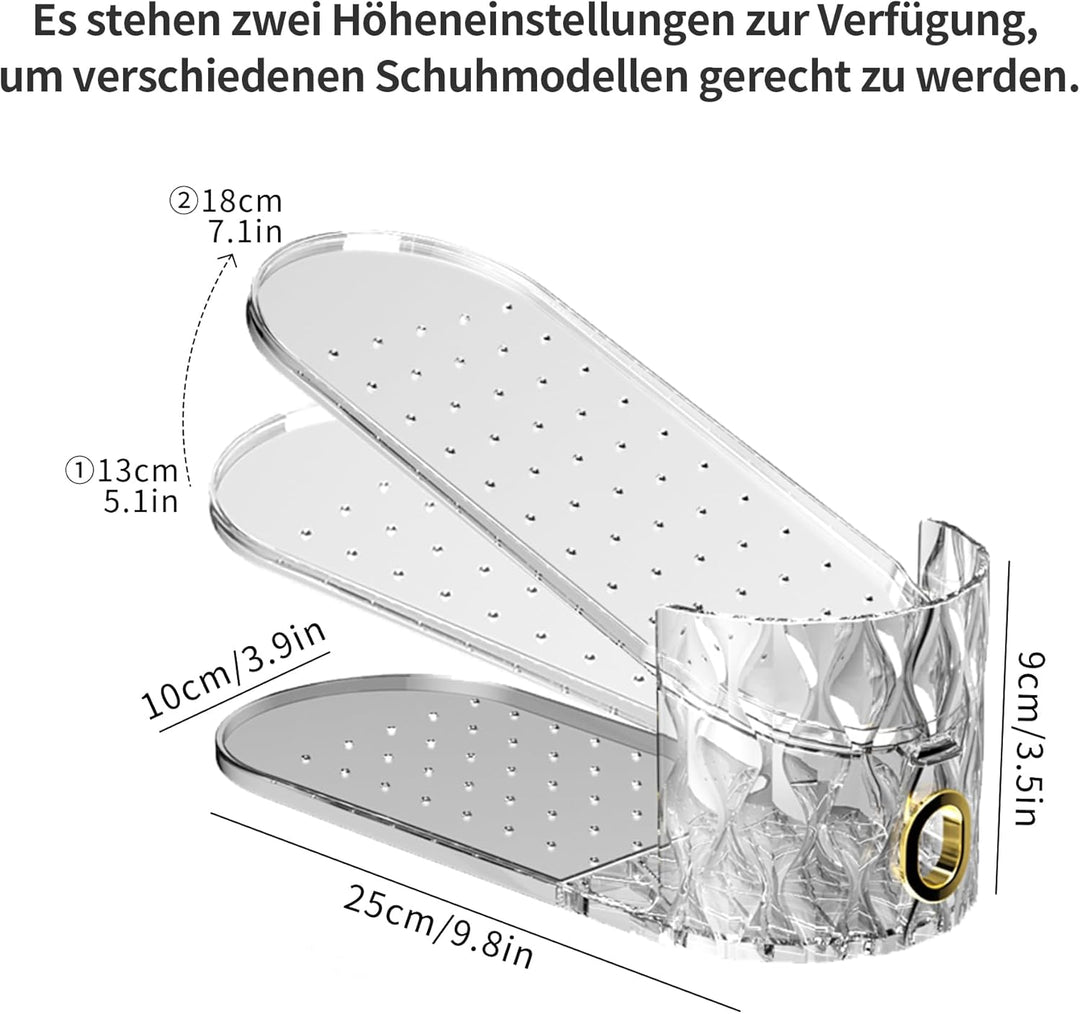 15 Stück verstellbare transparente Schuhschlitz-Organizer, platzsparend, doppellagig, Schuhregal Sch