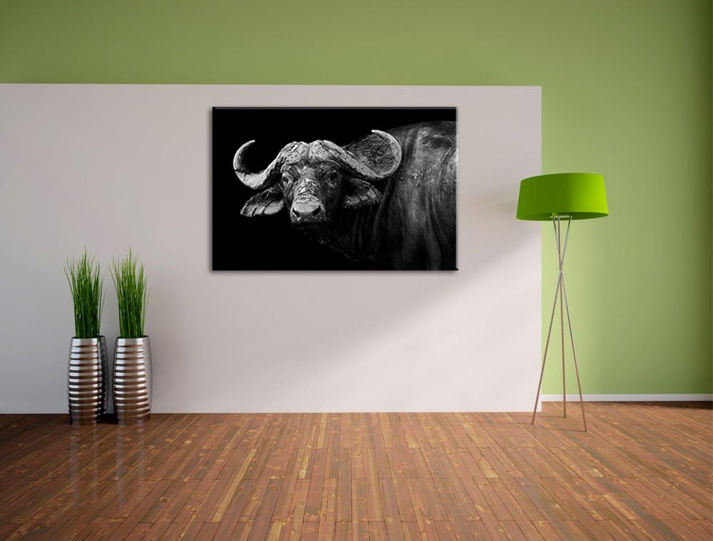 Pixxprint Dark Wasserbüffelformat: 100x70auf Leinwand, XXL riesige Bilder fertig gerahmt mit Keilrah