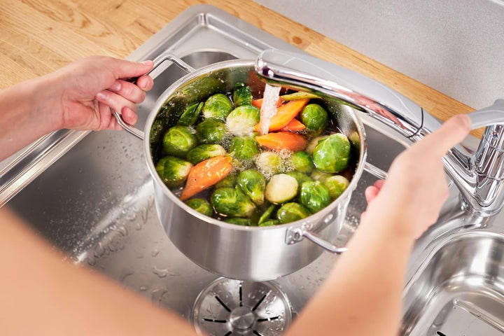 RÖSLE EXPERTISO Kochtopf, Hochwertiger Universaltopf aus Edelstahl 18/10, 24 cm, Glasdeckel, Innensk