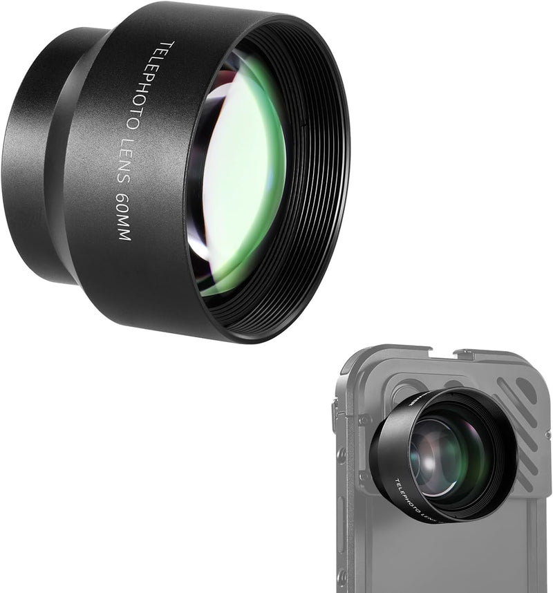 NEEWER 60mm HD Teleobjektiv für 17mm Objektiv hintere Platine, 2X Vergrösserung, kompatibel mit Smal