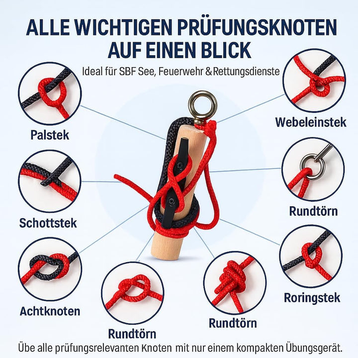 Knoten Übungsset Knoten Lernen für SBF See Bootsführerschein & Feuerwehr, Knotenübungsgerät inkl. Kn