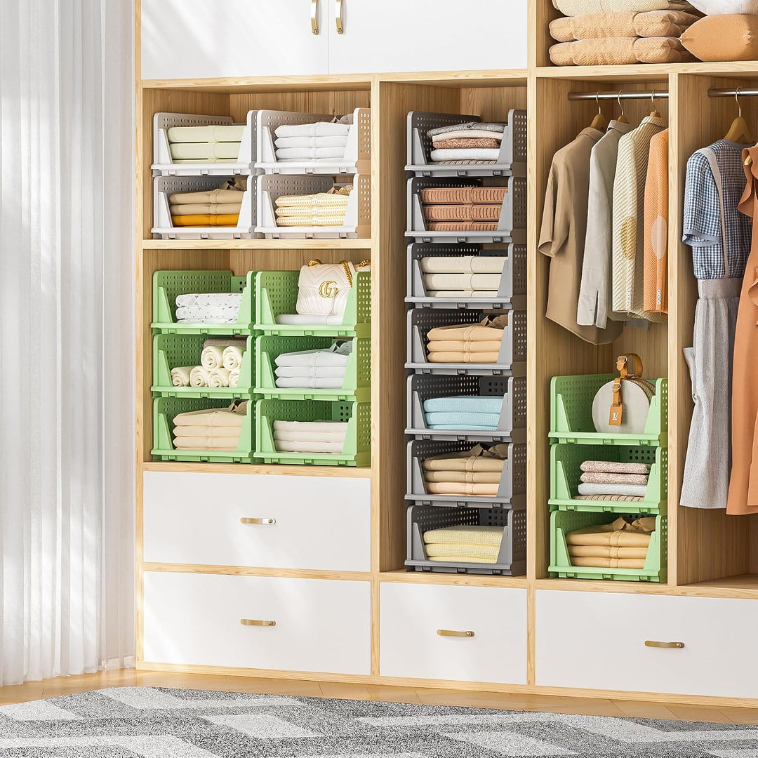 Neprock Schrank Organizer Kleiderschrank Organizer, 4 Pack Stapelbar Ordnungssystem Kleiderschrank S