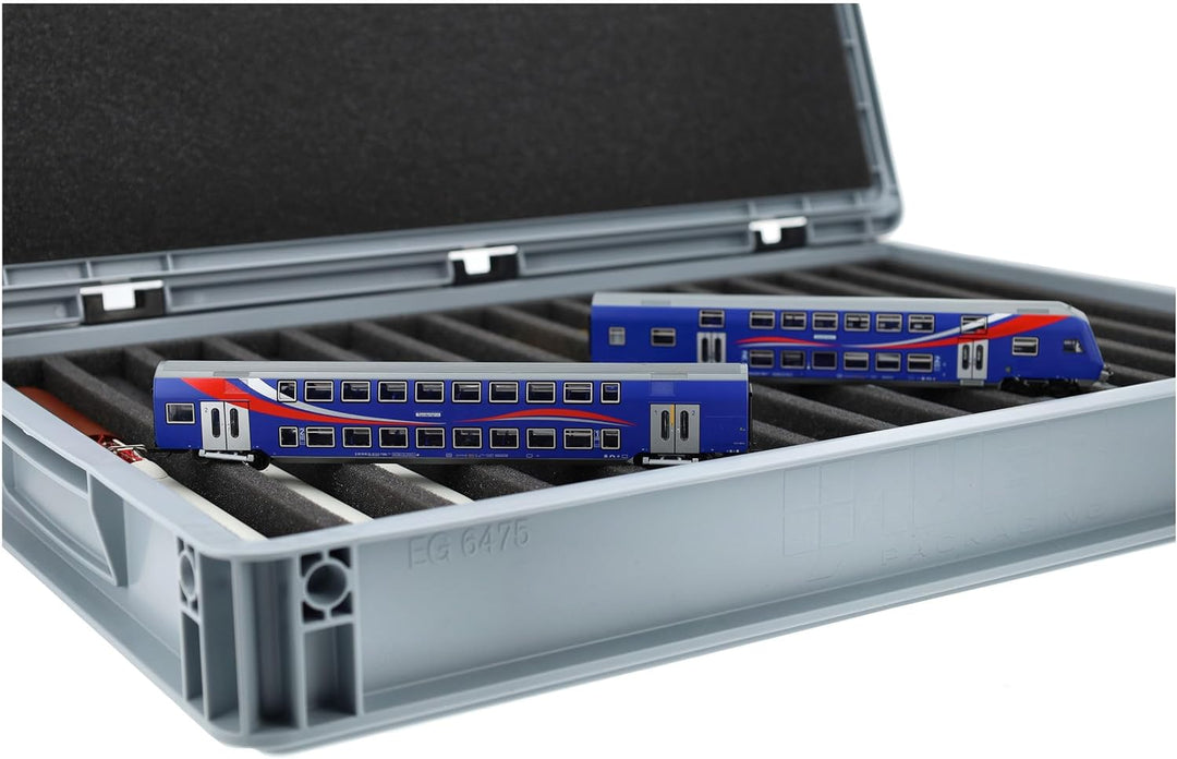 Feldherr Eurobox 60 x 40 cm Set für Modelleisenbahnen - Spur TT - 14 Fächer - Schaumstoffeinlage für