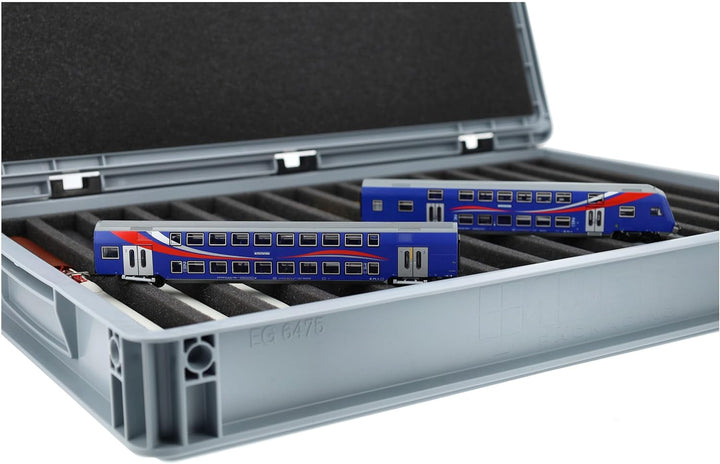 Feldherr Eurobox 60 x 40 cm Set für Modelleisenbahnen - Spur TT - 14 Fächer - Schaumstoffeinlage für