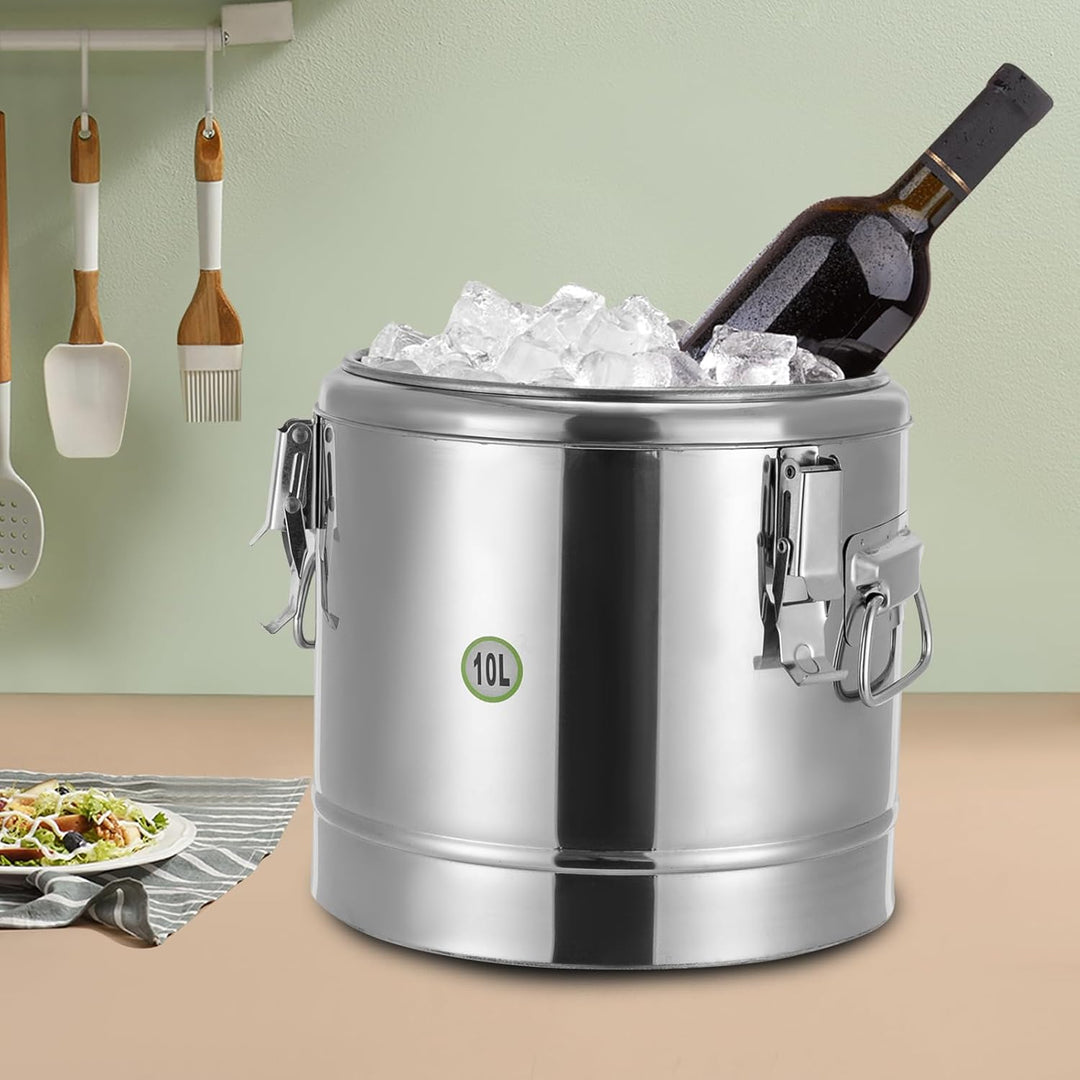 10L Isolierter Suppenbehälter aus Edelstahl 304 mit Deckel, Thermobehälter für warmes Essen gross, i