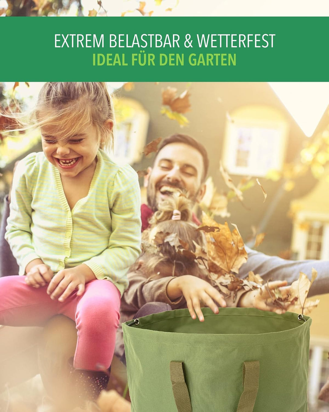 Benz Garden Garten-Abfallsack - Faltbarer Laub-Sack aus robustem Leinengewebe - Schwerlast-Gartensac