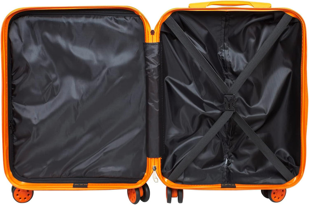 Trendyshop365 Handgepäck klein Hartschale Santorin 55cm, 37 Liter, 4 Rollen, Zahlenschloss, schwarz-
