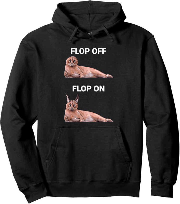 Grosser Floppa Meme Flop Off Flop auf niedlicher Caracal-Katze Pullover Hoodie
