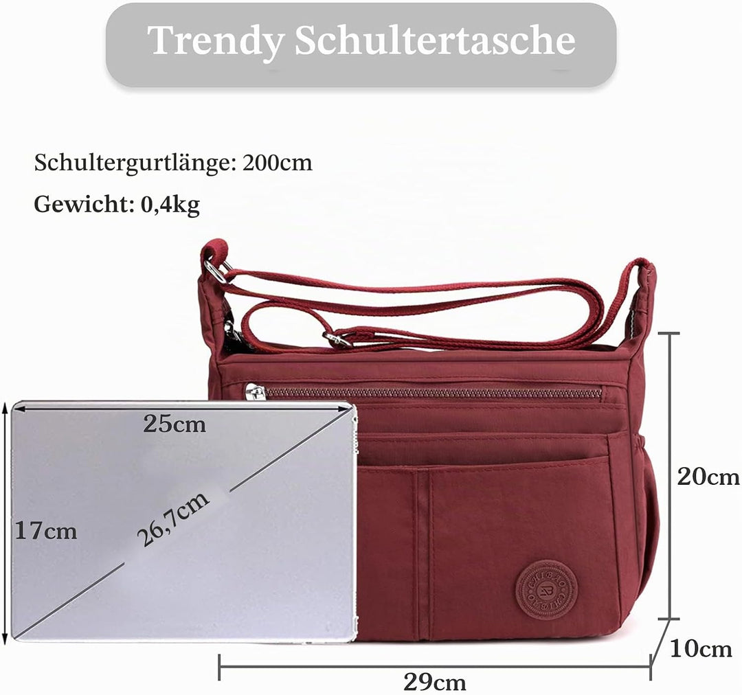 FANDARE Casual Schultertasche Damen Leichte Umhängetasche Wasserdicht Nylon für Sporttasche Arbeitst