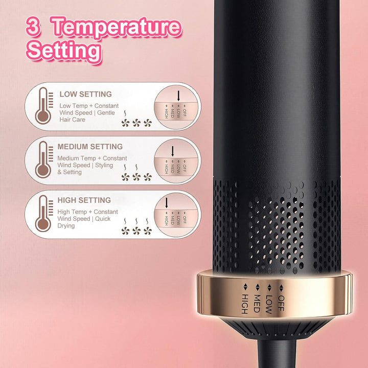 5-in-1-Heissluftbürste mit negativen Ionen und multifunktionaler Haartrockner-Styler mit Lockenstab,
