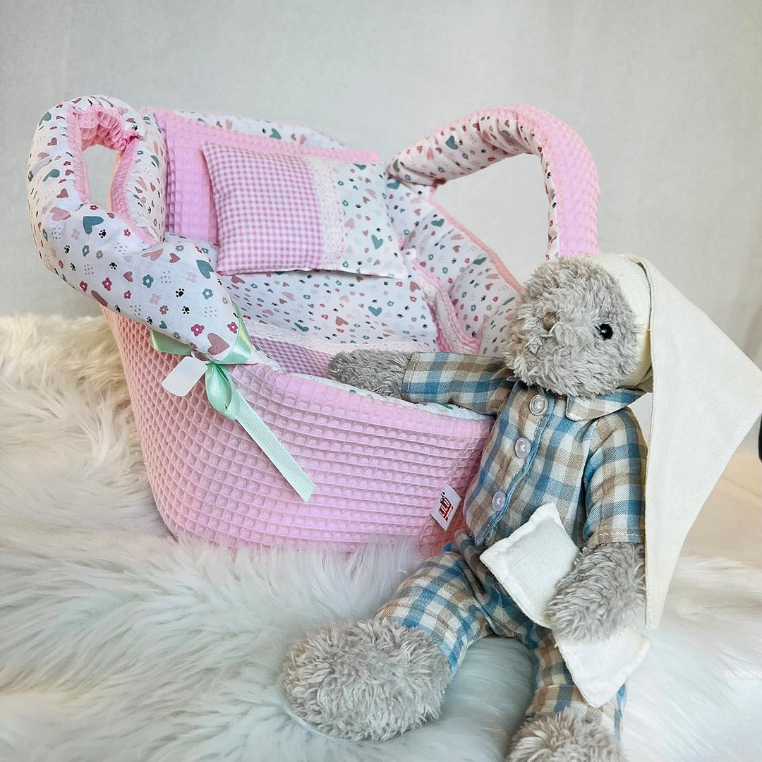 Puppentragetasche für Puppen von 30 bis 55 cm, Rosa, Baumwolle, Geschenk, Waschbar (30-35 cm), 30-35