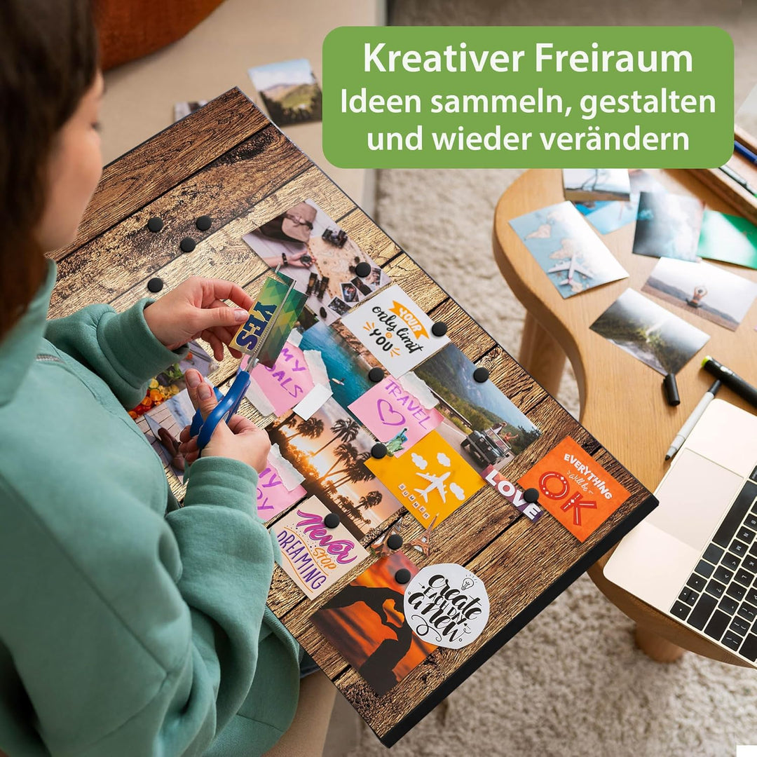 banjado Magnettafel schwarz 78 x 37cm / Magnetwand Metall/Magnetpinnwand als Memoboard/Pinnwand Magn