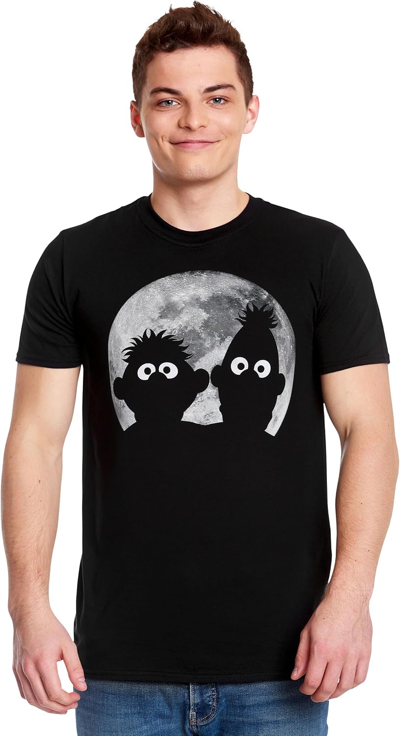 Elbenwald Sesamstrasse T-Shirt mit verschiedenen Motiven für Herren Damen Unisex Baumwolle schwarz M