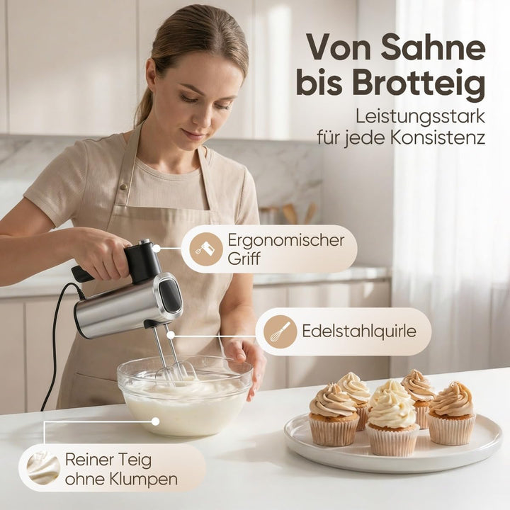 ProfiCook® Handmixer | 5 Stufen | sanfter Start | spülmaschinengeeignetes Zubehör | Turbo | 400W | M