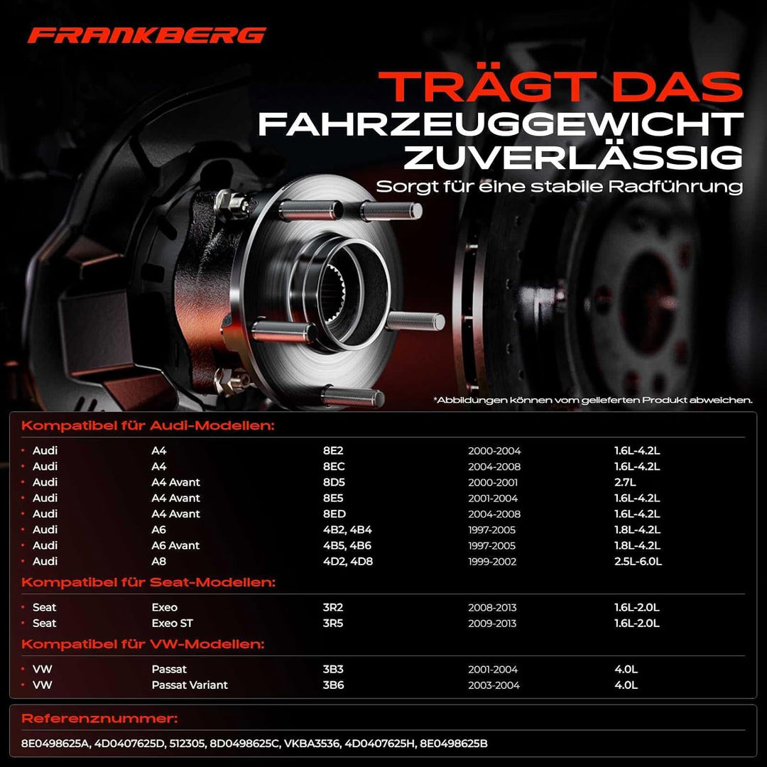 Frankberg 1x Radnabe Radlagersatz Vorderachse Hinterachse Kompatibel mit P.a.s.s.a.t 3B3 Stufenheck