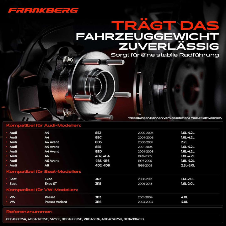 Frankberg 1x Radnabe Radlagersatz Vorderachse Hinterachse Kompatibel mit P.a.s.s.a.t 3B3 Stufenheck