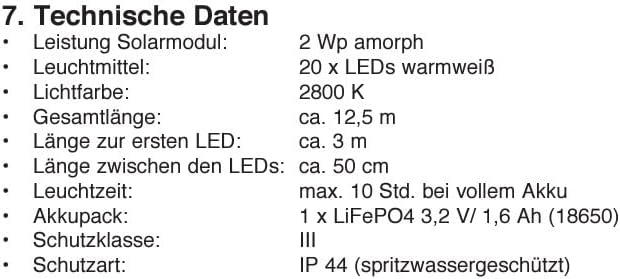 Esotec Solar Weihnachtsbaum Lichterkette, 10m, 20 LED Kerzen, warmweiss, klemmbar, LiFePo4 Akku, Zul