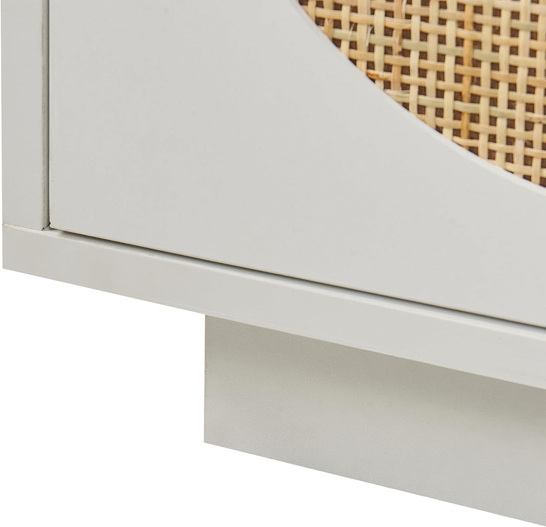 Sideboard Rattan weiss / beige 3 Türen 120 x 40 x 40 cm moderne Kommode Uyuni