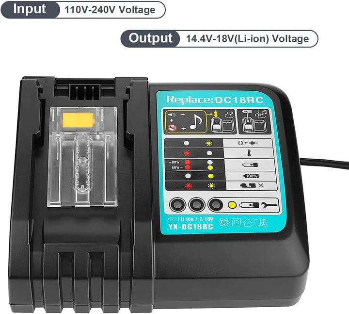 VANTTECH 2X BL1850 18V 5.0Ah für Makita Akku 18V Ersatzakku +DC18RC Fast ladegerät Fits für Makita a