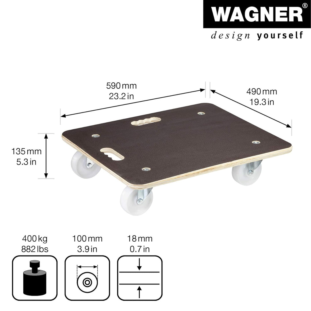 Wagner Transporthilfe MM 1113 I 59 x 49 x 13,5 cm - Tragkraft 400 kg - für schwer beladene Kisten &