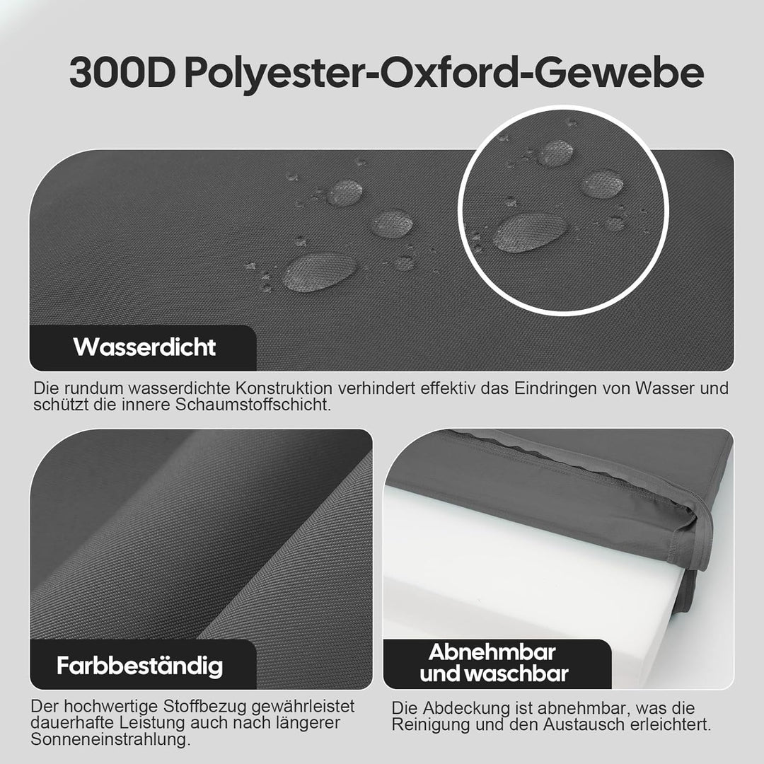 Sitzkissen Outdoor mit Rückenlehne, Wasserdicht Gartenmöbel Sitzpolster mit Hochdichte Schwammfüllun