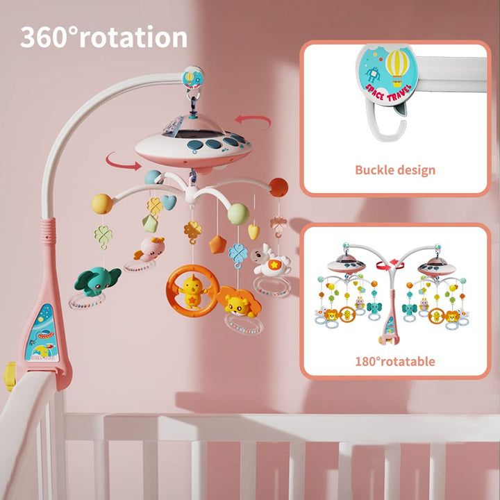 Eners Baby Mobile Babybett mit Musik und Lichtern, Bett Mobile Baby Mädchen Junge mit Fernbedienung,