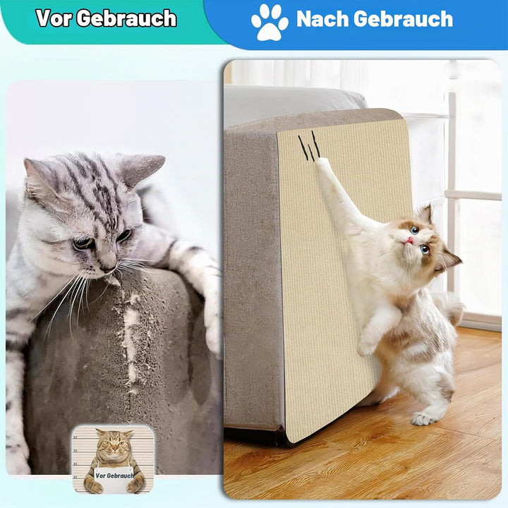 Kratzmatte Selbstklebend, 200x40cm Trimmbar Katzen Kratzmatte Wand, Verdickte Kratzteppich Katze, Kr
