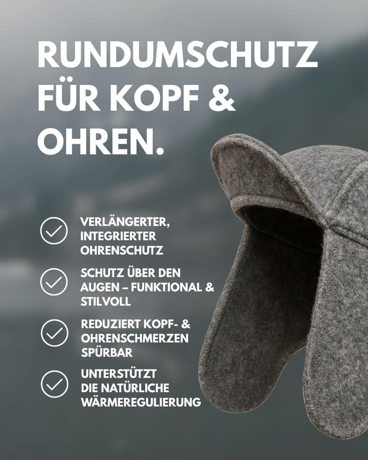 frihed.® Saunahut Pro Steingrau aus doppeltem Wollwalk - 100% Schafschurwolle - High End Sauna Acces