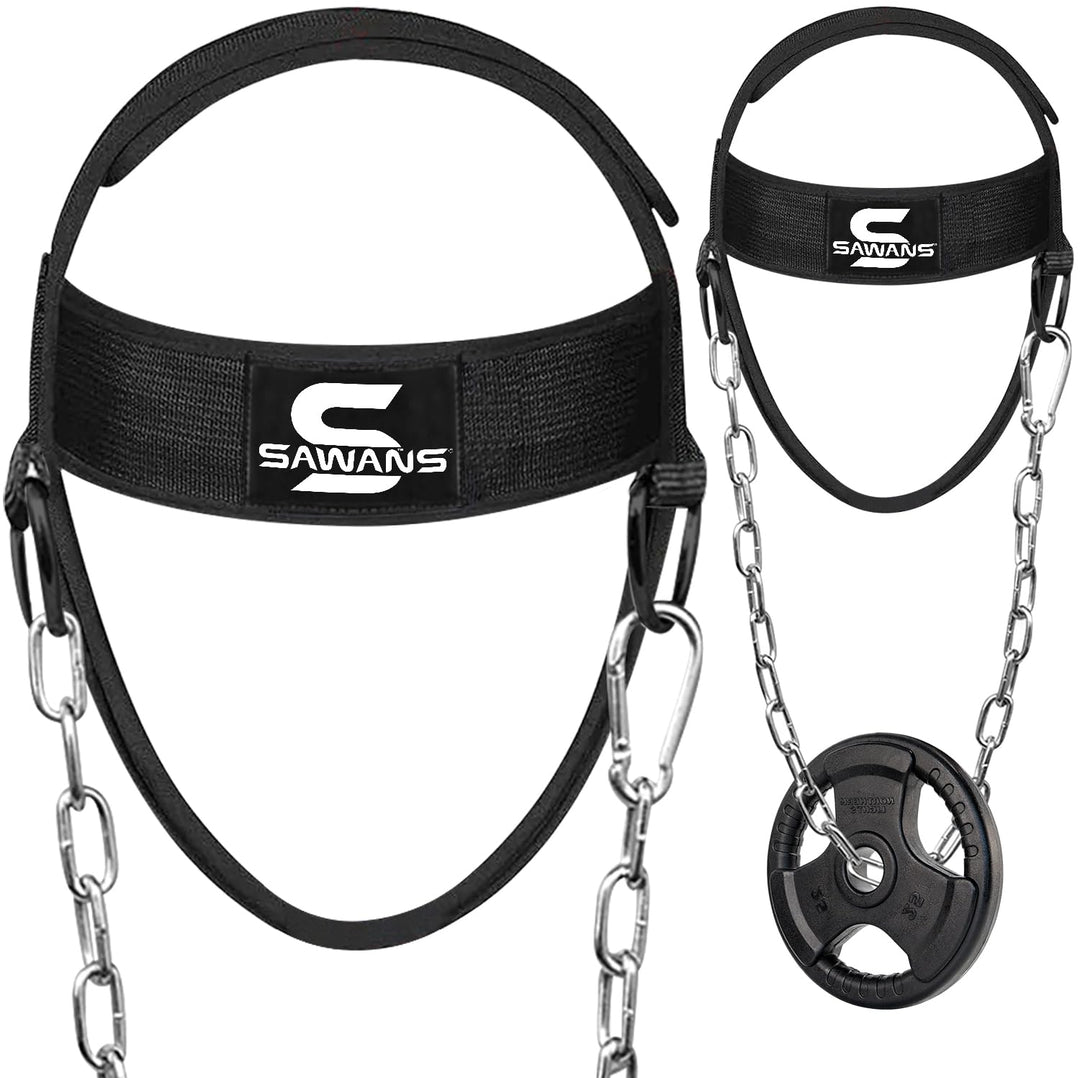 SAWANS Nackentrainer Neck Harness für Kraftsport Nackenstrecker Gewichthebergürtel Kopftrainer Männe