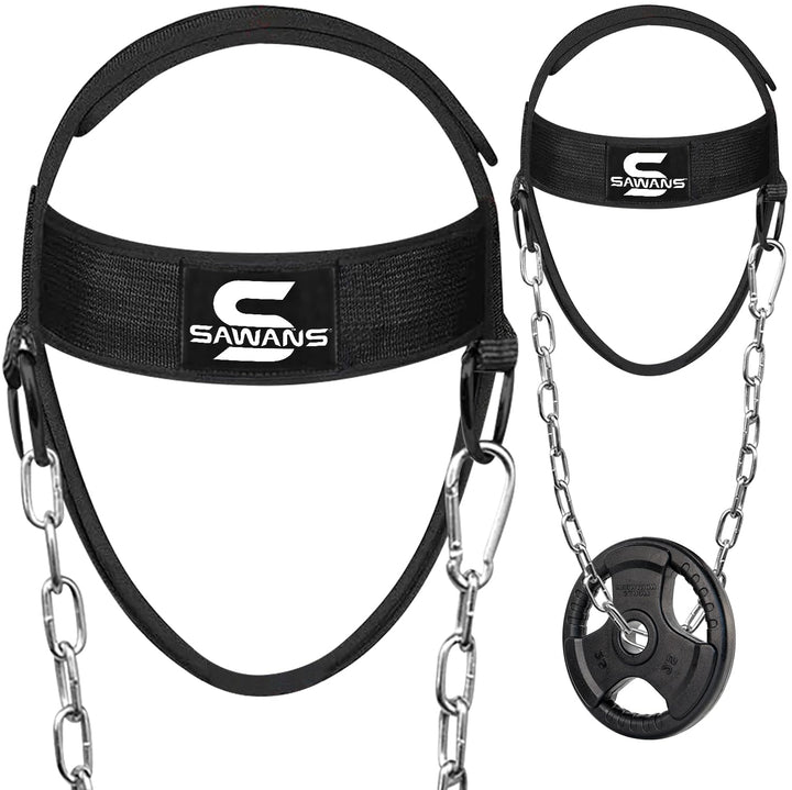 SAWANS Nackentrainer Neck Harness für Kraftsport Nackenstrecker Gewichthebergürtel Kopftrainer Männe