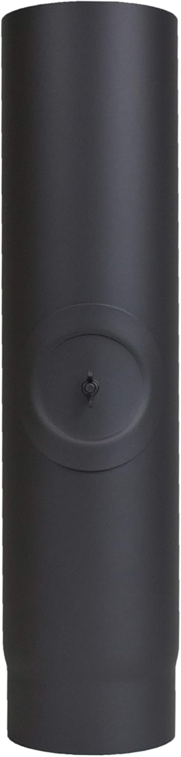 LANZZAS Ofenrohr 500 mm Verlängerung mit Tür - im Durchmesser Ø 120 mm - Farbe: schwarz - Rauchrohr