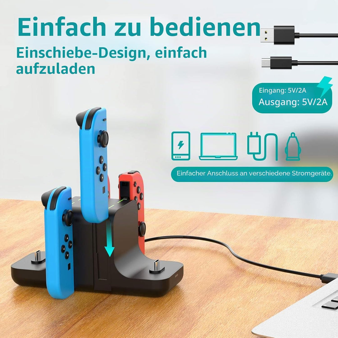 GeeRic Ladestation Kompatibel für Switch,6 IN 1 Switch Joy Con Ladegerät joycon ladestation Lade Doc