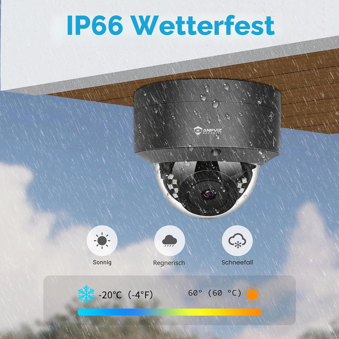 Anpviz 5MP POE IP Kamera Outdoor, Dome Überwachungskamera Aussen | Personenerkennung, 30m IR Nachtsi