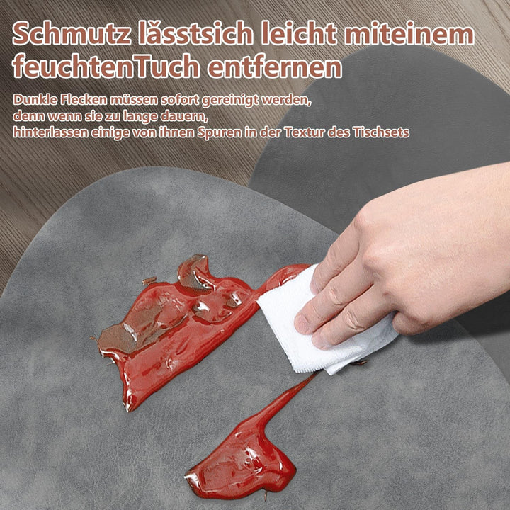 HELI MIAO 4er Set Tischset aus Leder-Imitat，Platzsets abwaschbar und wasserdicht，Platzdeckchen Leder