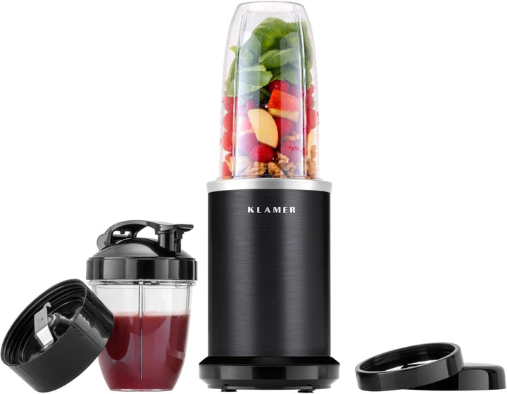 KLAMER Bullet Mixer 1000 Watt, Smoothie Maker, elektrischer Shake Mixer mit 2 Mixbehältern, 2 Klinge
