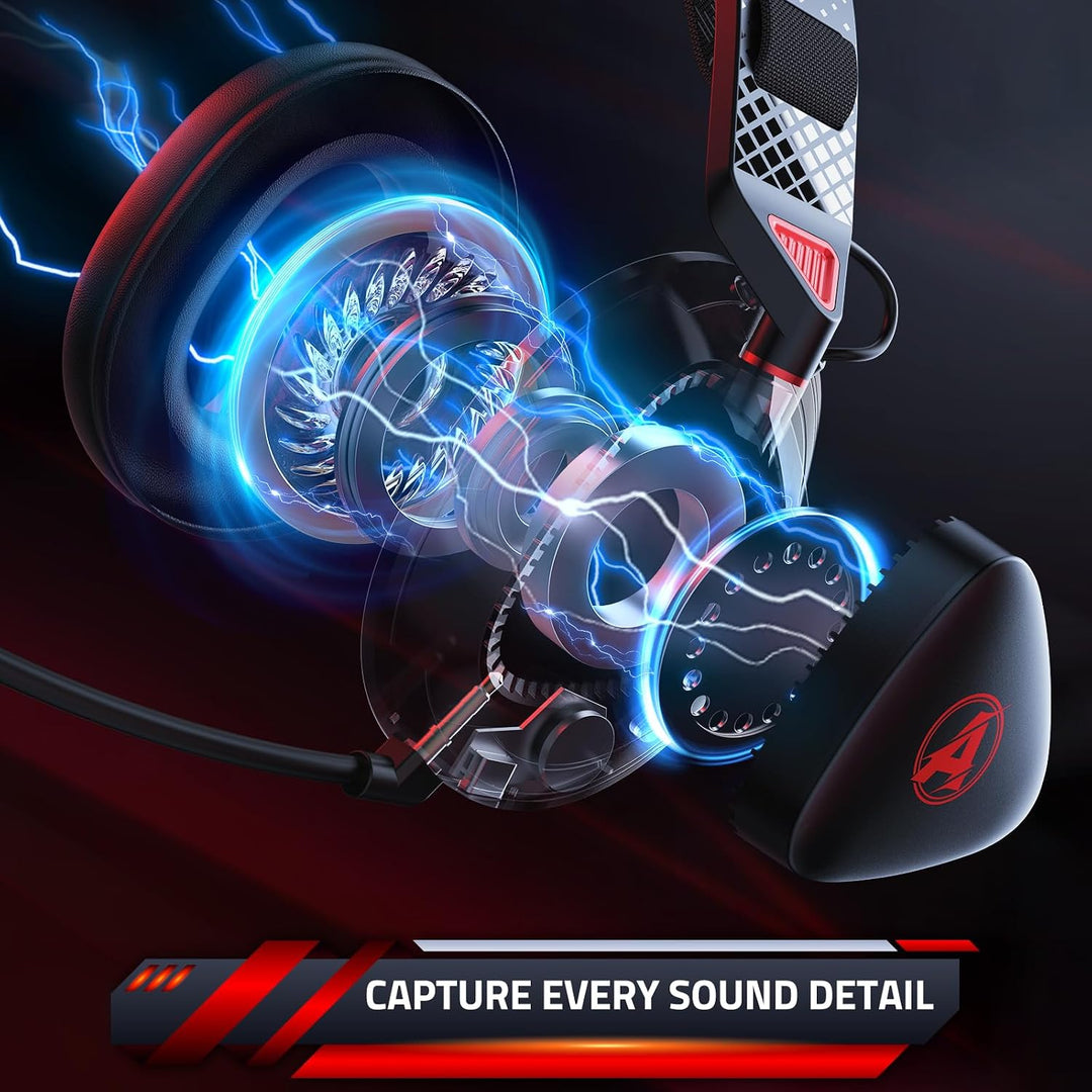 Awinnasey PH3 Kabelloses Gaming Headset für PS5, PS4, PC | Bluetooth-Kopfhörer mit 50 Stunden Akku,