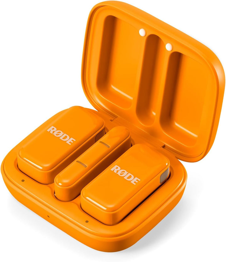 Rode Wireless Micro Drahtloses Mikrofon-System USB-C Orange mit Interview Micro Handadapter Orange u