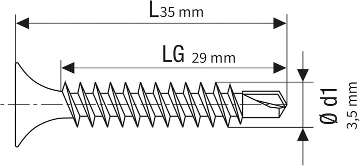 SPAX GIX-D Schnellbauschrauben 3,5 x 35 mm, Vollgewinde, 1000 Stück, Bohrspitze, Kreuzschlitz-H2, Tr