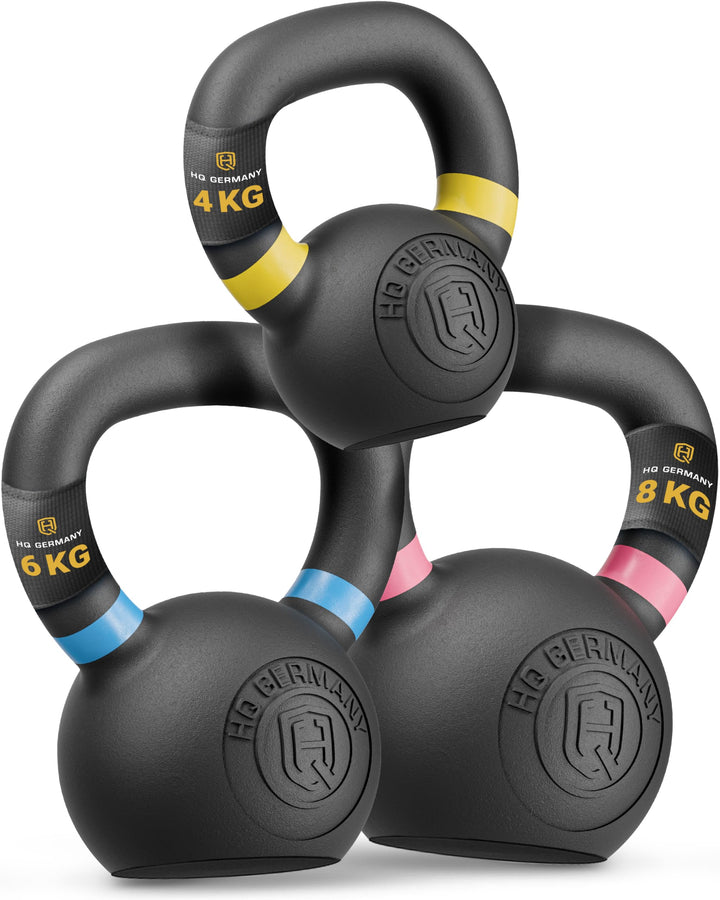 HQ Germany® Powdercoat Kettlebell | Vollguss | 2-32kg | Starter-Sets | ±2,0% Gewichtstoleranz +Start
