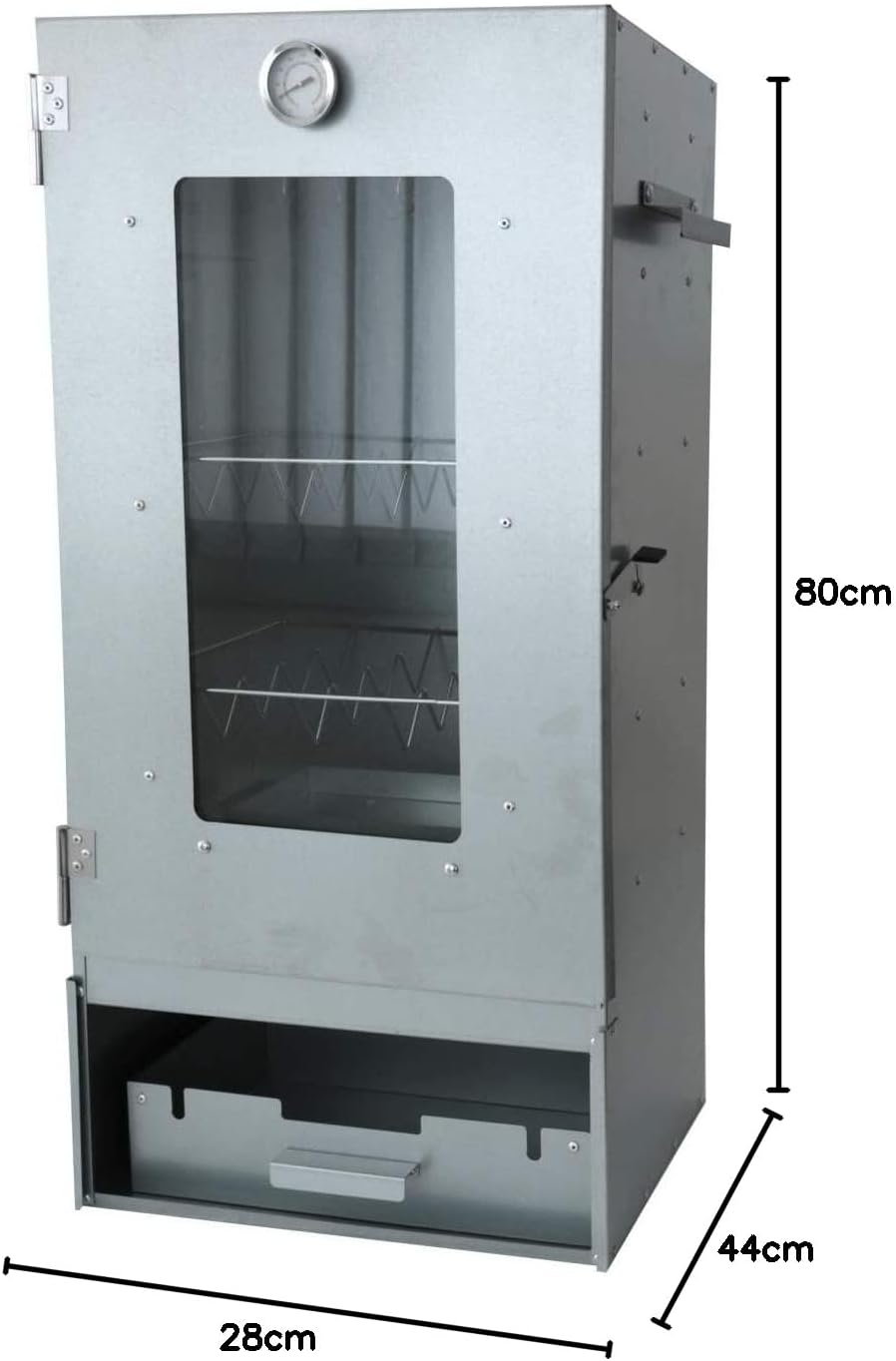 Unbekannt Kynast Räucherofen 44 x 28 x 80 cm mit 3 Etagen inkl. Zubehör,Hackschnitzel, Legierter Sta