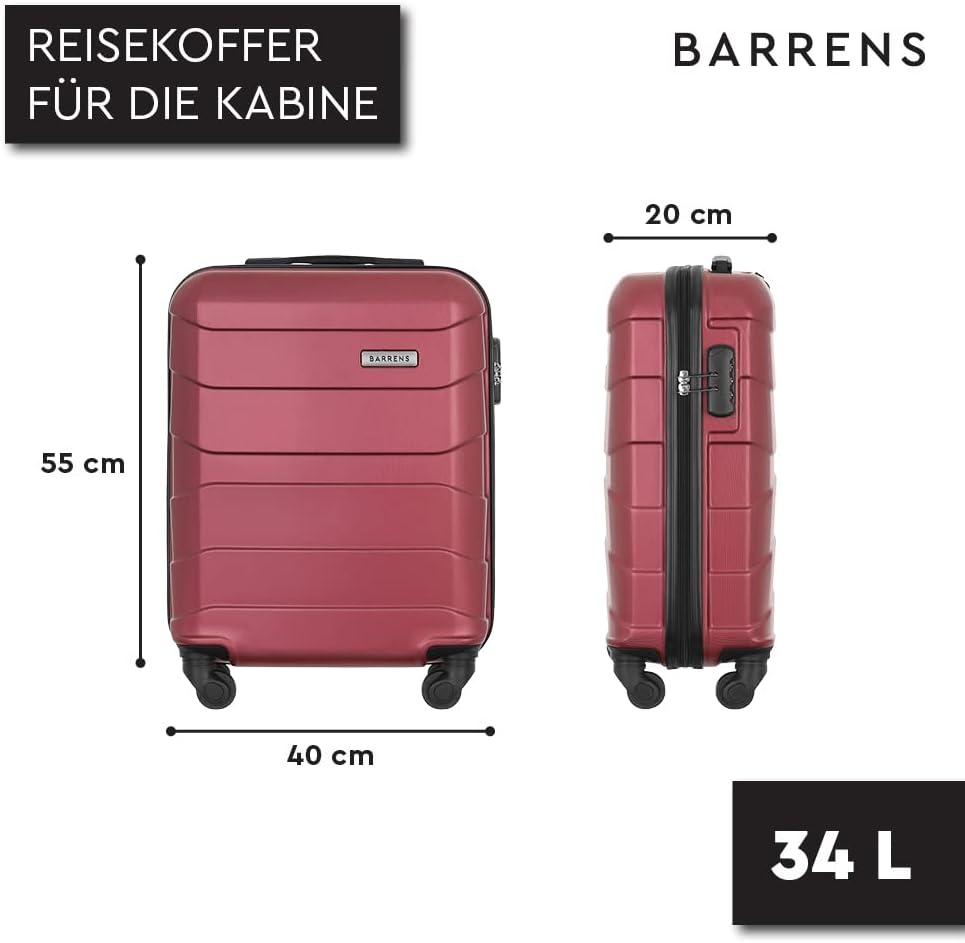 BARRENS Kabinenkoffer | Kabinengepäck | 55x40x20cm | 34 L | ABS-Material | Chiffrierschloss Reisekof