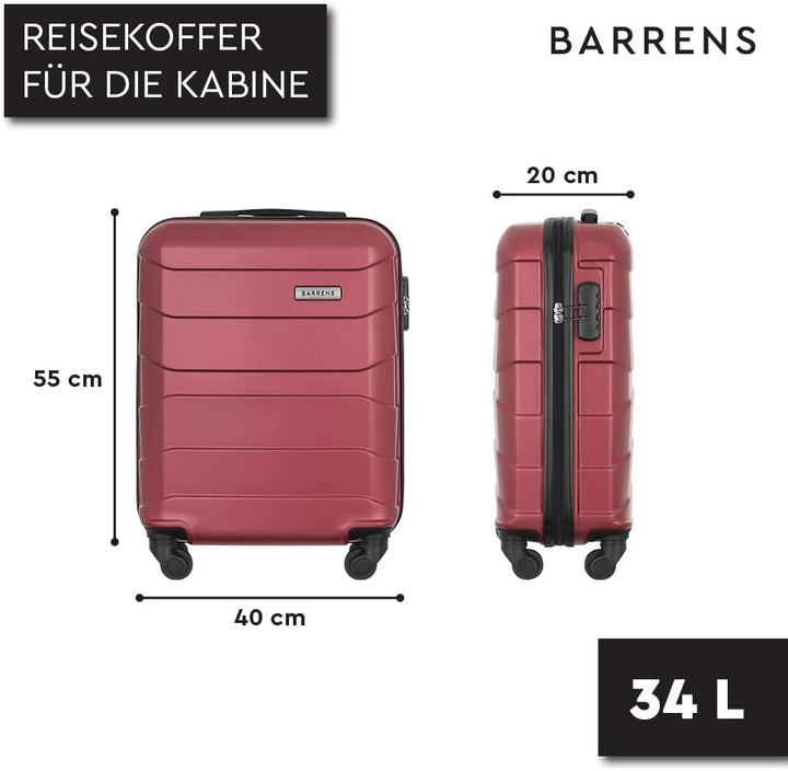BARRENS Kabinenkoffer | Kabinengepäck | 55x40x20cm | 34 L | ABS-Material | Chiffrierschloss Reisekof