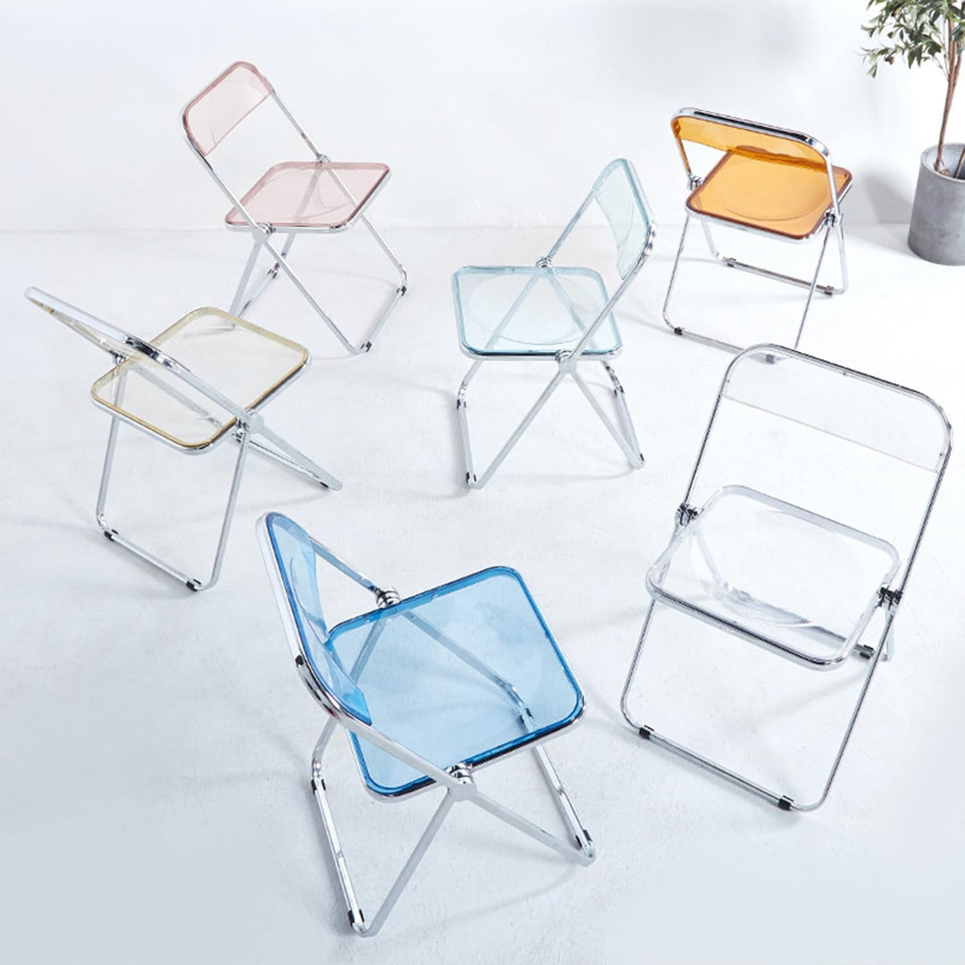 KAIHAOWIN Klappstuhl，Transparent Stuhl，Klappsessel für Esszimmer,Wohnzimmer，48 x 48 x 76 cm，Gelbbrau