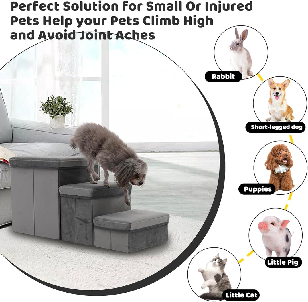 3 Stufen hundetreppe für kleine Hunde hundetreppe mit stauraum für Bett Sofa 40cm hoch katzentreppe