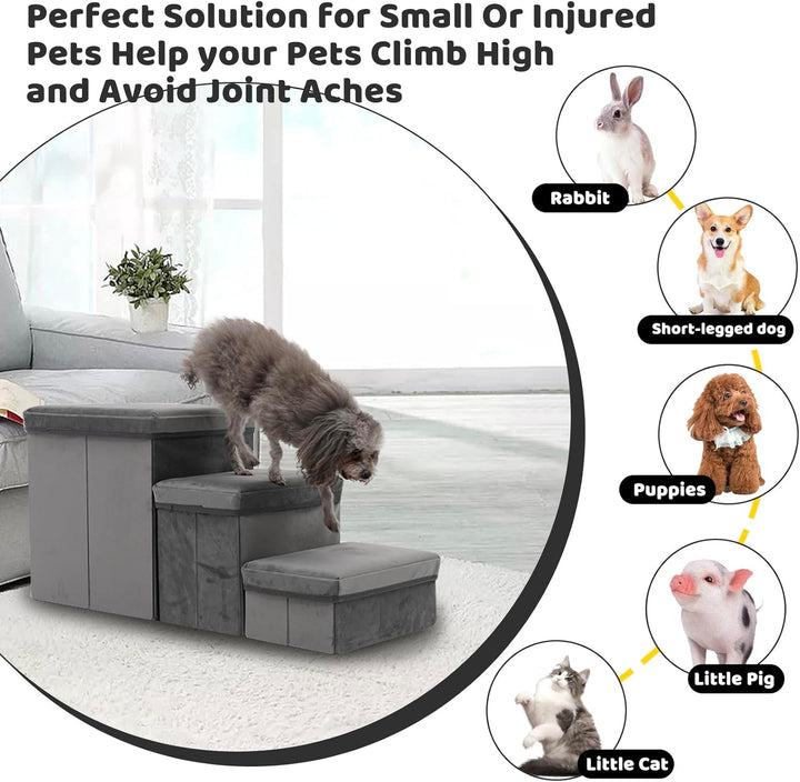 3 Stufen hundetreppe für kleine Hunde hundetreppe mit stauraum für Bett Sofa 40cm hoch katzentreppe