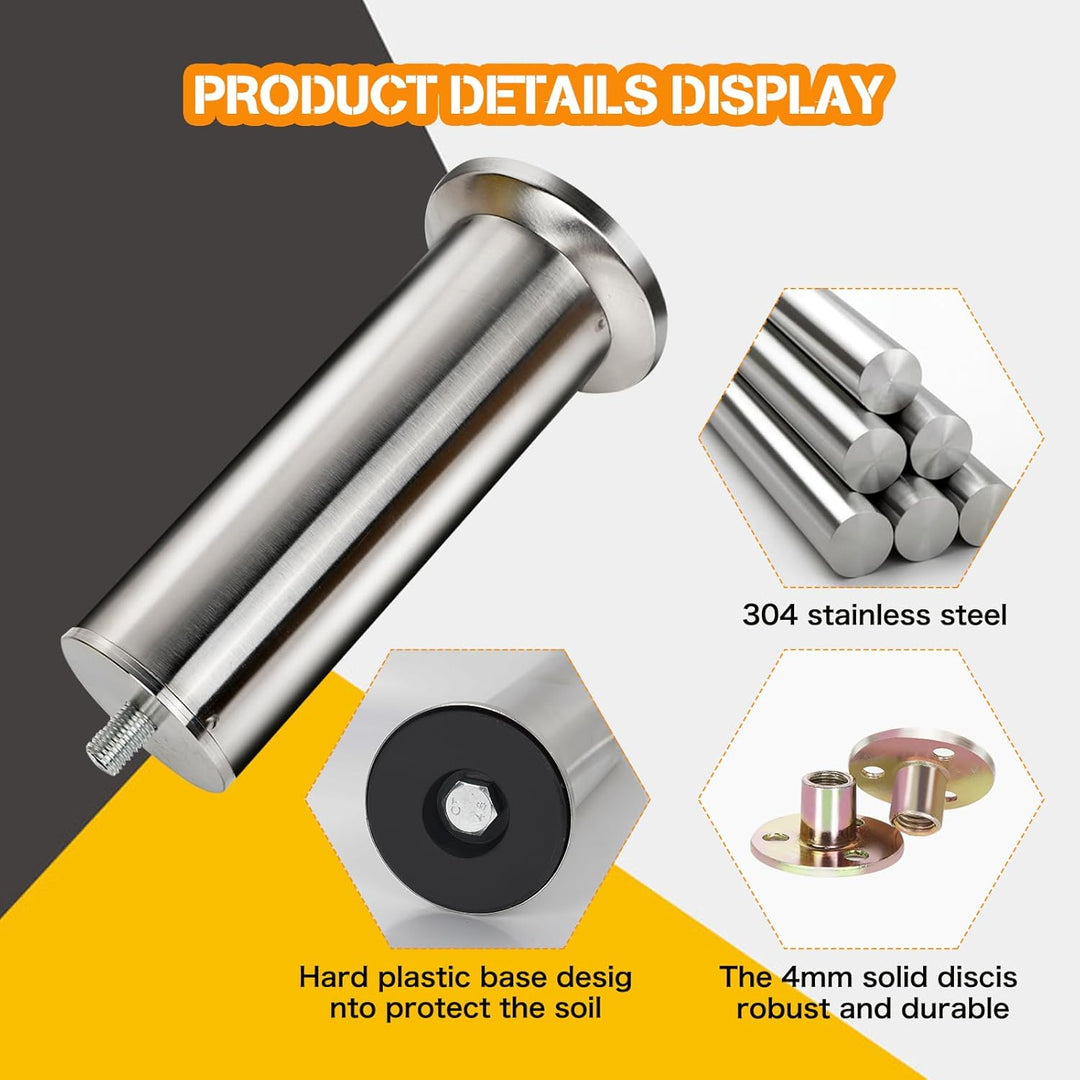 4 Stück Möbelfüsse Edelstahl, 18cm Sofa Füsse, Möbelbeine Metall, Für Schrankfüsse Bett Beine/Sofa B